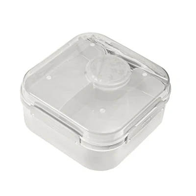 Abbildung von BranQ Home essential praktische Lunchbox 1,6l LIDO mit Besteck(Gabel und Messer) einem Schraubverschlussbehälter für Sauce oder Nüsse, BPA frei, perfekt Salate Snacks, Creme