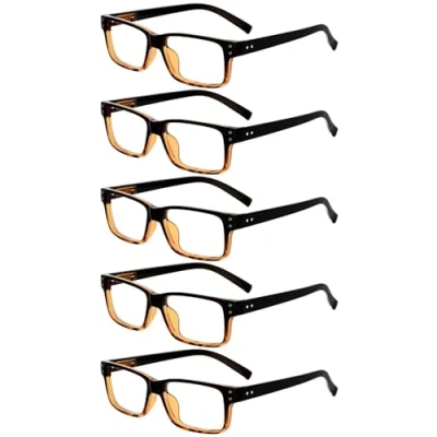 Abbildung von Eyekepper 5er pack Federscharniere Vintage Herren Lesebrille in Schwarz Gelb Schildpatt
