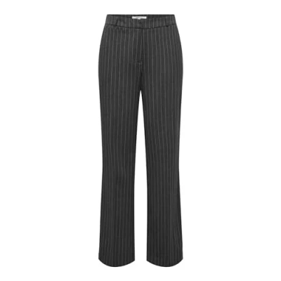 Abbildung von ONLY Damen ONLBRIE MW Straight PINST Pant TLR NOOS Hose, Dark Grey Melange/Stripes:White, 36/32