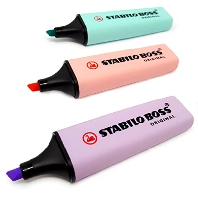 Abbildung von Stabilo Boss Original Textmarker Pastelltöne 3 Stück Lila, Pink und Türkis