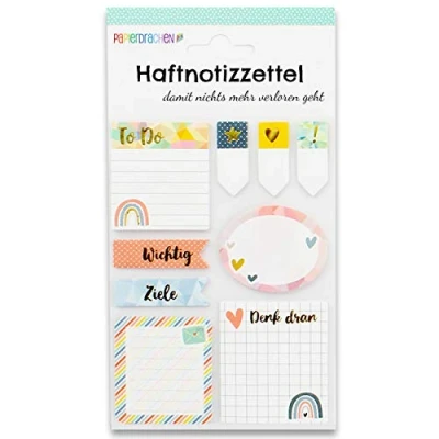 Abbildung von Papierdrachen Bullet Journal Sticky Notes Regenbogen 9 verschiedene Blöcke Haftnotizen Klebezettel To do Wochenübersicht viele hilfreiche Notizzettel für dein Notizbuch Set 1