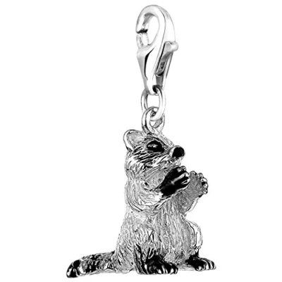 Abbildung von Nenalina Waschbär Karabiner Charm Anhänger für Bettelarmband aus 925 Sterling Silber 714078 001