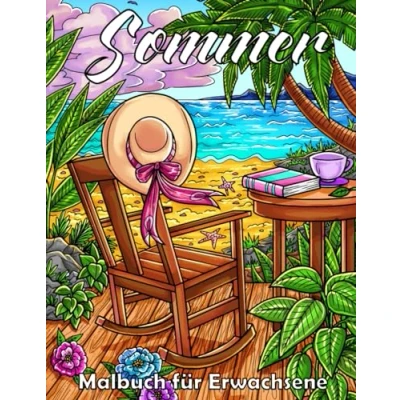 Abbildung von Sommer Malbuch für Erwachsene: Ausmalbuch Entspannung und Stressabbau im Urlaub Mit sonnigen Landschaften am Strand Meer
