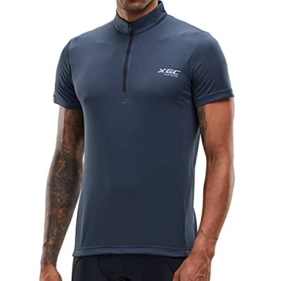 Abbildung von XGC Herren Kurzarm Radtrikot Fahrradtrikot Fahrradbekleidung für Männer mit Elastische Atmungsaktive Schnell Trocknen Stoff (Grey, S)