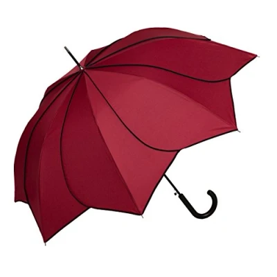 Abbildung von VON LILIENFELD Regenschirm Sonnenschirm Hochzeitsschirm Auf Automatik Blütenform Minou Bordeaux mit schwarzen Ziernähten