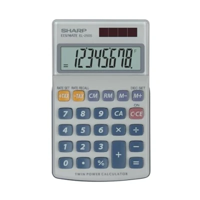 Abbildung von Sharp EL 250S Taschenrechner (8 Stellen, Solar und Batteriebetrieb) Weiß