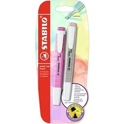 Abbildung von Textmarker STABILO swing cool Pastel 2er Pack seidengrau, frische Fuchsie
