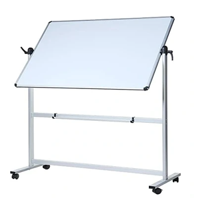 Abbildung von VIZ PRO Doppelseitiges Magnetisches Drehbares Mobiles Whiteboard, Aluminiumrahmen &amp; Ständer, W110xH75 cm