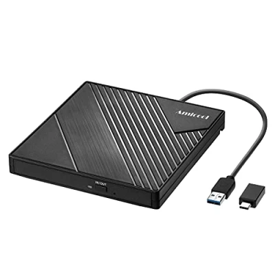 Abbildung von Amicool Externes DVD Laufwerk Extern USB 3.0 C CD für Laptop Desktop PC MacBook Externer Brenner Windows 7/8.1/10/11 Linux Mac OS CD/DVD Player Tragbar +/ RW ROM Optisches Drive