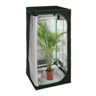 Abbildung von Relaxdays Growzelt, HxBxT: 200x100x100 cm, reflektierende Innenfolie, lichtundurchlässig, Indoor Zuchtzelt, schwarz/grün