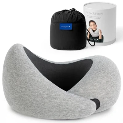 Abbildung von Ostrichpillow Go Neck Pillow Reisekissen mit Memory Foam, 360º Ergonomisches Design, Asymmetrische Seiten, Reisetasche Inklusive, Waschbarer Modal Bezug