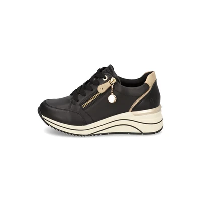 Abbildung von Remonte Damen Low Top Sneaker D0T03, Frauen Halbschuhe,lose Einlage,Sportschuhe,Freizeitschuhe,Turnschuhe,Laufschuhe,schnürer,schwarz Kombi (01),44 EU