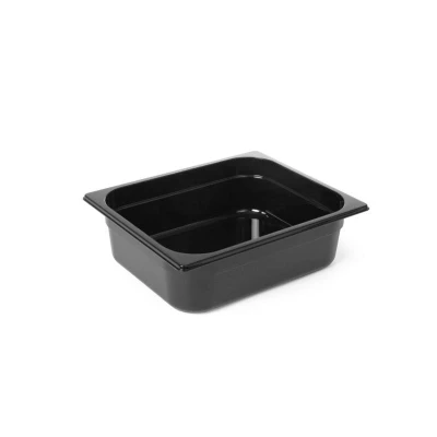 Abbildung von HENDI GN Behälter 1/2 schwarz 100 mm Füllmenge: 6,5 l Polycarbonat Kunststoff 40 bis +110 C, Gastronormbehälter