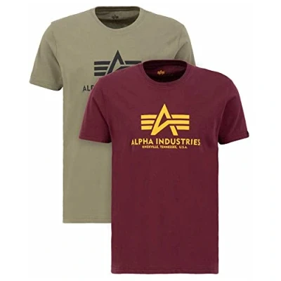 Abbildung von Alpha Industries Tshirt print, Herren, Größe: Medium, Olive/burgundy