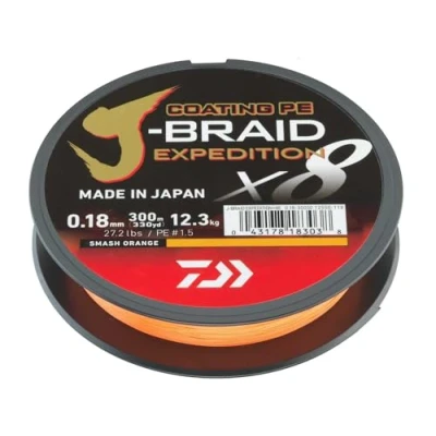 Abbildung von Daiwa J Braid Expedition X8E Geflochtene Schnur Smash Orange 0.22mm/19.5kg (300m)