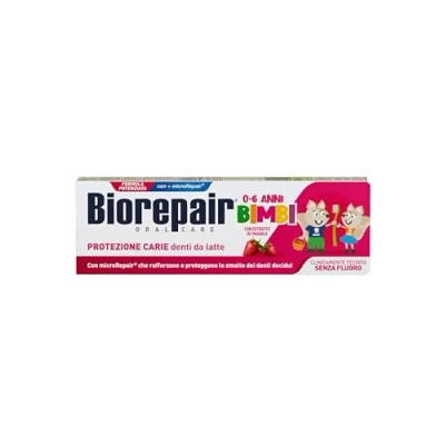 Abbildung von Biorepair, Kinderzahnpasta 0 6 Jahre, Biorepair Zahnpasta für Kinder, ohne Fluorid, Erdbeer Geschmack, Anti Caries, gesundes Zahnfleisch, 50 ml