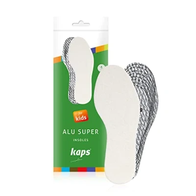 Abbildung von Kaps Alu Super Kids Thermo Einlegesohlen für Kinder Aluminiumfolie Schuheinlagen angenehme Isolierung und Wärme Schuh Einlagen warme Schuhe bequem passgenau zuschneiden