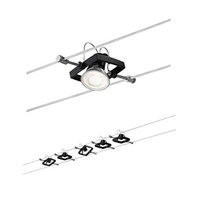 Abbildung von Paulmann 94290 Seilsystem Set Mac II max. 5x10W Deckenlampe Schwarz matt Seillampe Metall, Kunststoff Drahtseil GU5,3 ohne Leuchtmittel