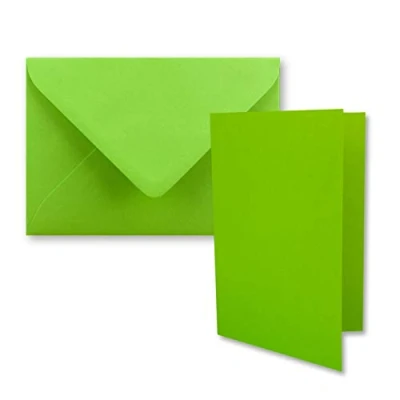 Abbildung von 10x DIN B6 Faltkarten Set mit Umschlägen in Hellgrün (Grün) 120 x 170 mm ideal für Einladungskarten, Hochzeit, Taufe, Kommunion, Konfirmation Marke: FarbenFroh