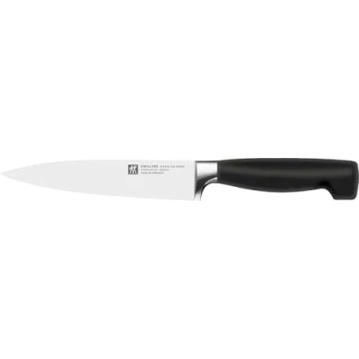 Abbildung von ZWILLING Vier Sterne Fleischmesser 20 cm, Rostfreier Spezialstahl, Ergonomischer Kunststoff Griff, Schwarz [Made in Germany], Stahl
