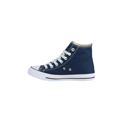Abbildung von Elara Unisex Kult Sneaker Bequeme Sportschuhe für Damen und Herren High Top Textil SchuheChunkyrayan 45 EU Dunkelblau Basic
