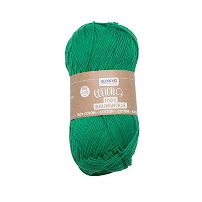 Abbildung von Glorex 5 1004 12 Cotton 100 % Baumwolle, vielseitig einsetzbar zum Stricken, Häkeln und Basteln, sehr gute Qualität, weich waschbar, 50 g, ca. 170 m, grün