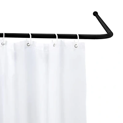 Abbildung von WENKO Winkelduschstange für Badewannen &amp; Duschtassen, 3 Verschiedene Kombinationsmöglichkeiten, Zum Bohren, Rostfreies Aluminium, Schwarz