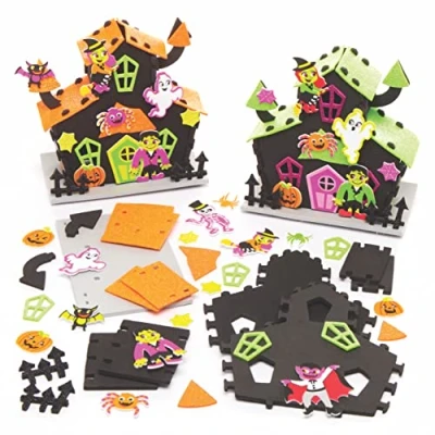 Abbildung von Baker Ross Halloween Spukhaus Bastelsets für Dekorationen (2 Stück) Kunsthandwerk, Geschenke, Partyaktivitäten