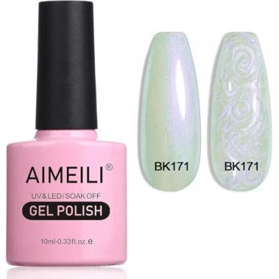 Abbildung von AIMEILI Gel Nagellack Pearl Effekt, Transparent Shimmer Glänzend Glitzer UV LED Soak Off Polish (171) 10ml