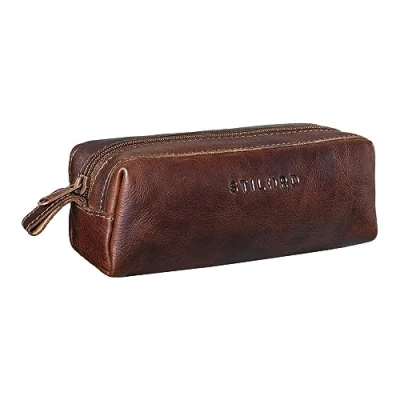 Abbildung von STILORD &#039;Linus&#039; Etui Leder Vintage Herren Damen Stifteetui Lederetui Federmappe quadratisch Stiftetasche
