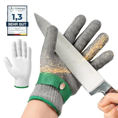 Abbildung von Twinzee Schnittschutzhandschuhe mit Hochleistungstechnologie (Level A9/F) Ultimativer Schutz und Maximale Flexibilität Edelstahl Schnittfester Handschuh Größe S