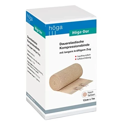 Abbildung von Höga Dur, dauerelastische Kompressionsbinde mit langem Zug 12 cm x 7 m gedehnt hautfreundlich, luftdurchlässig