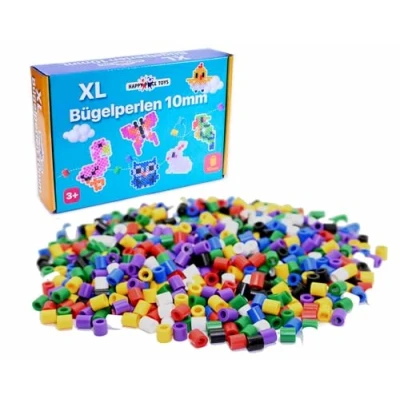 Abbildung von 1000 Maxi XL 10mm Bügelperlen Vollton, Große Für Kinder ab 3 Jahren. Happy Price Toys. (Kompatibel mit Hama Stiftplatten.)