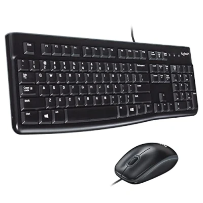 Abbildung von Logitech MK120 Kabelgebundenes Tastatur Maus Set, Optische Maus, USB Anschluss, PC/Laptop, Schweizer QWERTZ Layout Schwarz