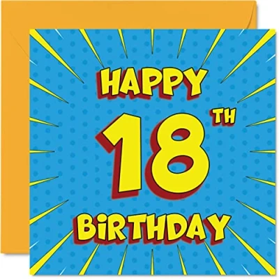 Abbildung von Lustige Geburtstagskarte zum 18. Geburtstag für Männer Frau Comicbuch Karte Schwester Enkelin Sohn Tochter Bruder Cousine Neffe Nichte 145 mm x Grußkarten