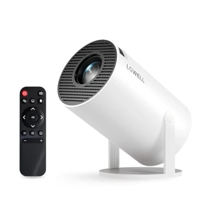 Abbildung von LQWELL® Beamer, Mini Projektor, unterstützt 5G WiFi, BT5.0 mit Android OS, Auto Trapezkorrektur, 220 Grad Winkel, 130 Zoll Display für Phone/PC/Xbox, 4K Heimkino, hdmi, 2024 Upgrade