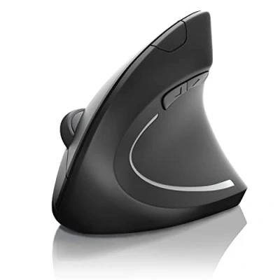 Abbildung von CSL Optische Wireless kabellos Funk Maus, Bluetooth + 2,4 Ghz vertikale Ausführung, Ergonomisches Design, Vorbeugung gegen Mausarm Tennisarm, Besonders armschonend, 5 Tasten schwarz