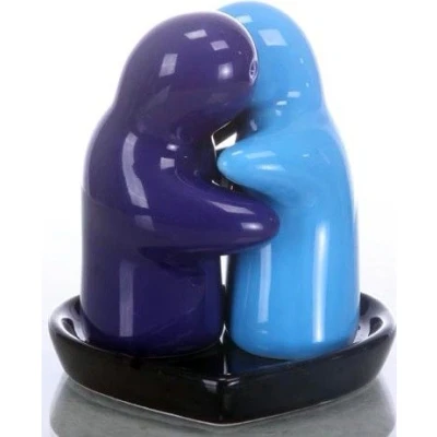 Abbildung von Salz und Pfefferstreuer Set , Keramik lovers Geister dunkelblau/hellblau