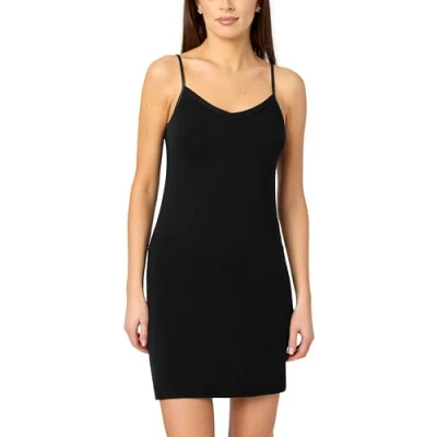 Abbildung von Merry Style Damen Unterkleid kurz Petticoat Knielänge einstellbare Träger Bequeme und atmungsaktive Unterkleider zu tragen als Nachthemd oder Kleid MS10 315 (Schwarz, 4XL)