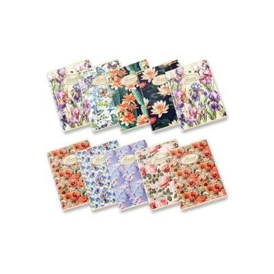 Abbildung von Pigna Nature Flowers 02298855M Notizbuch A4, Lineatur 5M, kariert 5 mm für 2. und 3. Klasse, 80 g/m², 10 Stück