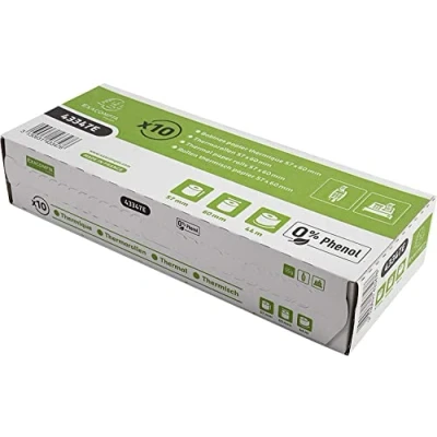 Abbildung von Exacompta 43347E 10er Pack Thermopapierrollen 1 lagig Breite: 57mm, Länge: 44m, Durchmesser Kern: 12mm 55g/m² rückseitig bedruckt für Kartenzahlung (EC Cash Geräte) Phenolfrei