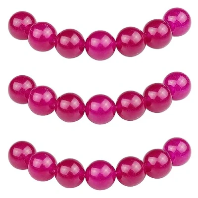 Abbildung von MJDCB Perlen zum Auffädeln 8mm 45 stück Rosenroter Jade Halbedelsteine mit Loch Lose Runde Steinperlen für Herstellung Schmuck Armbänder Halsketten