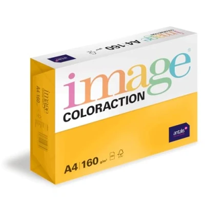 Abbildung von Image Coloraction Hawai farbiges Kopierpapier DIN A4, 210 x 297 mm, 160 g/m² buntes, holzfreies Druckerpapier für Kopierer 250 Blatt Intensivgelb