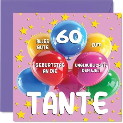 Abbildung von Stuff4 60. Geburtstagskarte Tante Unglaublichsten der Welt Geburtstagskarten für 60 Jahre von Nichte Neffe, 145mm Geburtstag Glückwunschkarten