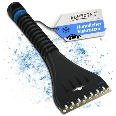 Abbildung von AUPROTEC Eiskratzer Auto Messingklinge &amp; Polycarbonatseite/Eiskratzer mit Eisbrecher Zacken/Schneekratzer Auto/Scheibenkratzer Winter/Eisschaber AE 1 schwarz blau