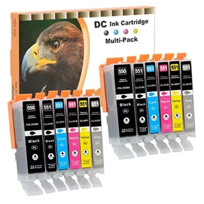 Abbildung von D&amp;C 12x Druckerpatronen Kompatibel für Canon PGI 550 XL CLI 551 Pixma MG6450 MG6650 MG7100 MG7150 MG7550 MX925 iP7200 iP7250 MG5400 Series MG5450 MG5550 MG5650 MG5655 MX725 MX920 iP8750