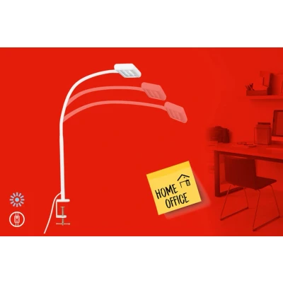 Abbildung von BRILONER Leuchten LED Klemmleuchte, Tageslicht Klemmlampe, Schreibtischlampe inkl. Kabelschalter, dreh und schwenkbar, Bürolampe 7,5 Watt, 800 Lumen, Weiß, 805x230x40mm (LxBxH) 2604 016