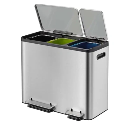Abbildung von EKO Ecocasa Mülltrennsystem, Rostfreier Stahl, Silber/Schwarz/Grün, 15L
