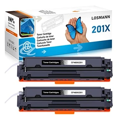 Abbildung von LOSMANN 2x Toner Kompatibel für HP CF400X 201X CF400A 201A Color LaserJet Pro M252dn M252dw M252n M270 Series M274dn M274n MFP M277c6 M277dw M277n Schwarz 2.800 Seiten