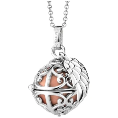 Abbildung von Engelsrufer Damen Halskette aus Sterling Silber mit Klangkugel Anhänger in der Größe XS perlmutt grauer Klangkugel, Karabinerverschluss, nickelfrei, Größe: 45+5 cm, ERN ER23 27